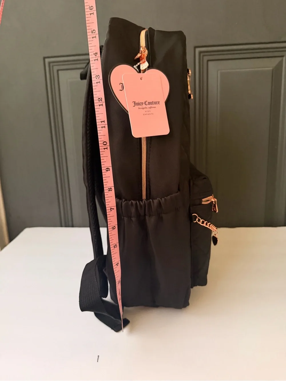 Juicy Couture brown chocolate Backpack with Pink Logo Lining and Rose Gold Trim